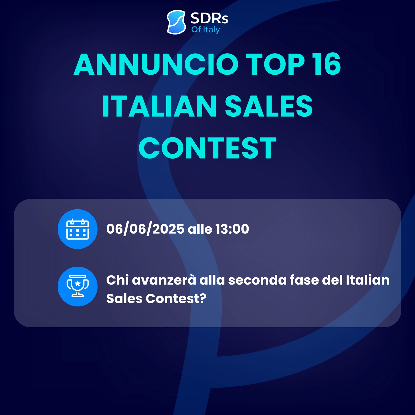 Announcement of the top sixteen