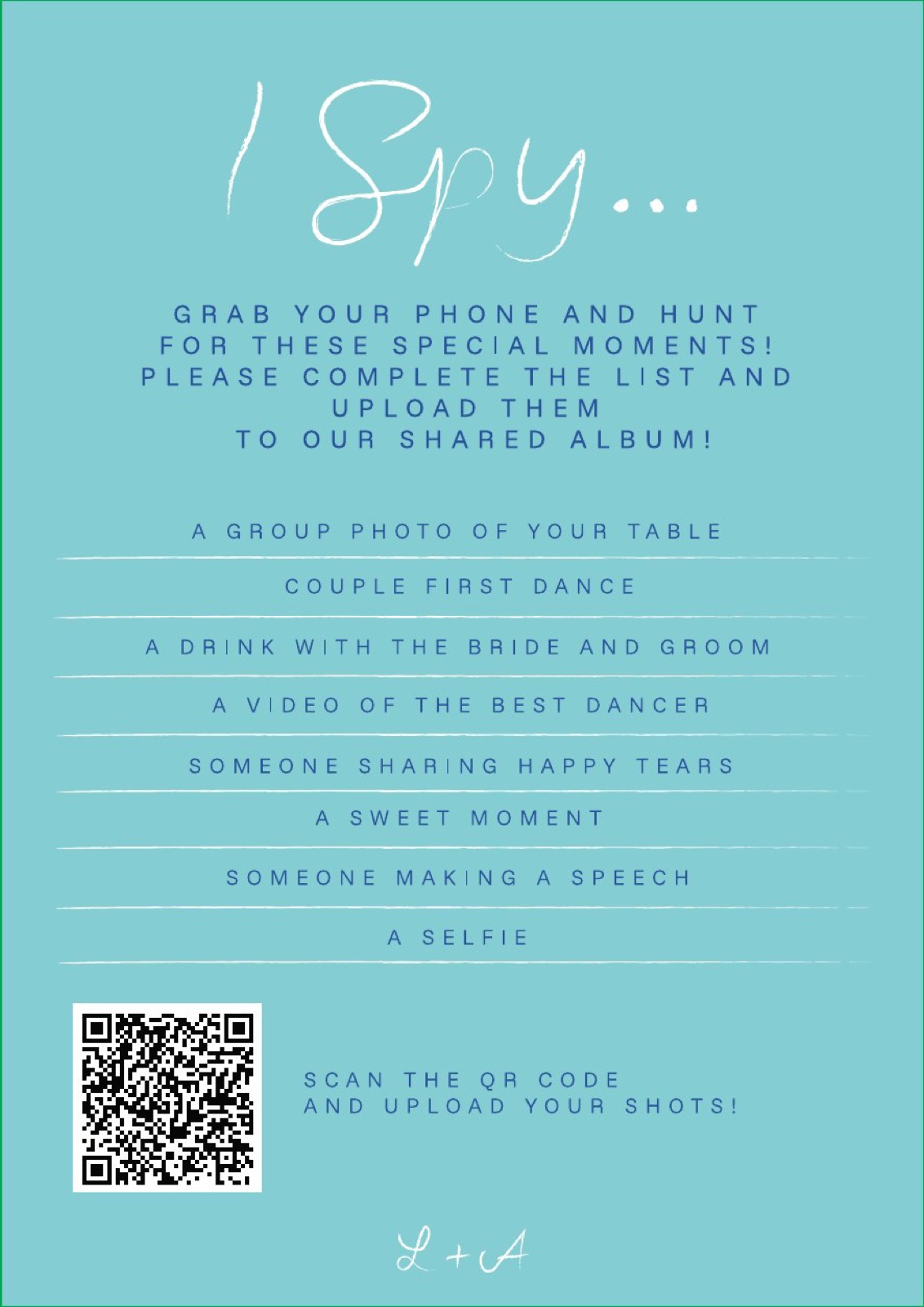 Guest photo game with QR code, English